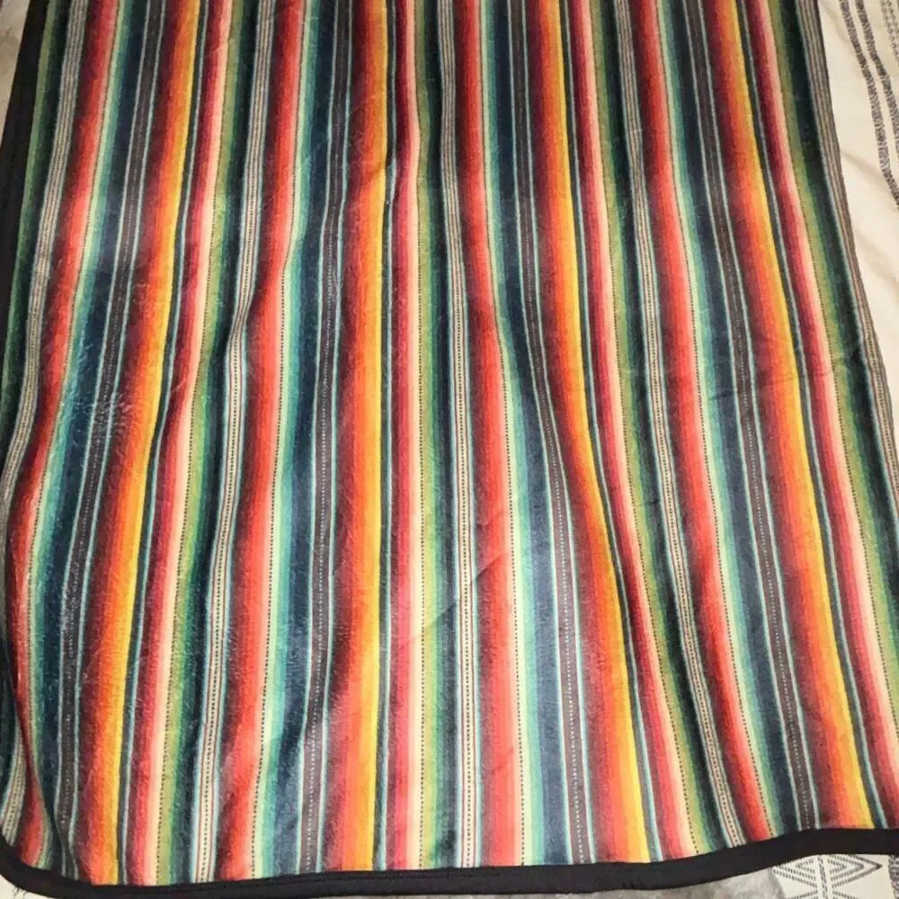 NEW w tag Crazy Train reversible soft serape print blanket western cowboy aztec